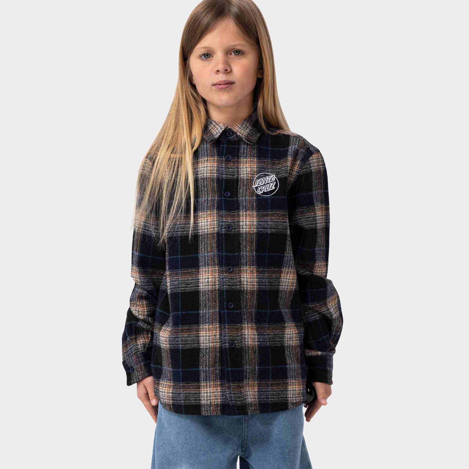 Santa Cruz Youth Chopper LS Shirt Navy Check