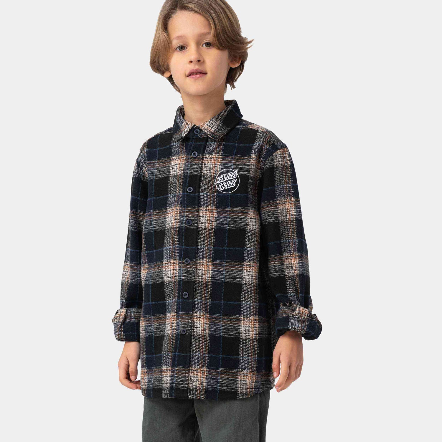 Santa Cruz Youth Chopper LS Shirt Navy Check