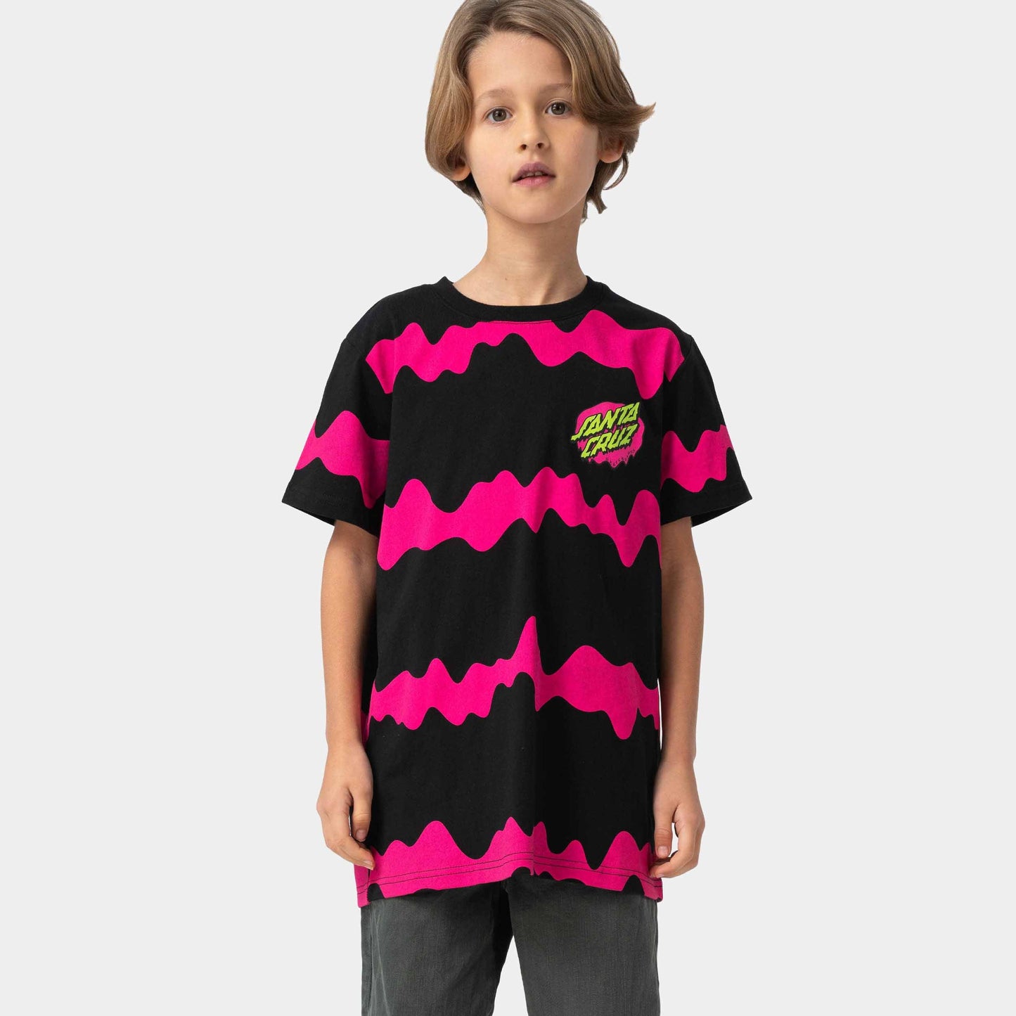 Santa Cruz Youth Slime Stripe T-Shirt Black Slime Stripe