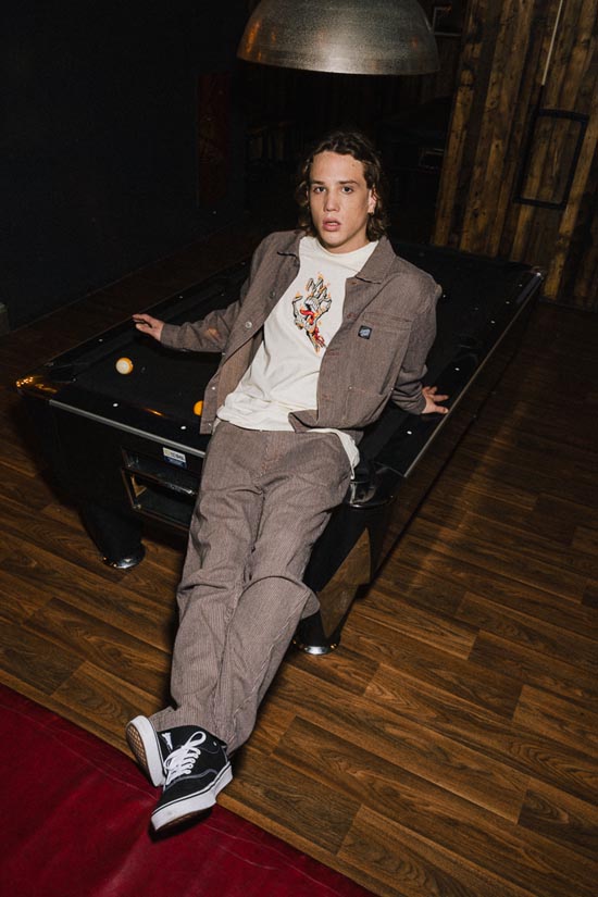 Santa Cruz Railroad Jacket, Burnt Bone Hand T-Shirt and Railroad Pants