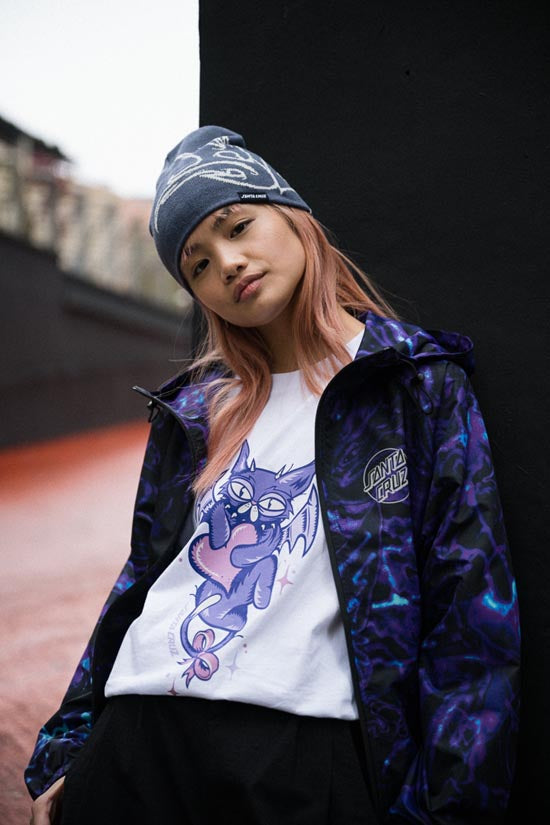 Santa Cruz Evolve Beanie, Nimbus Jacket and Night Critter Front T-Shirt 