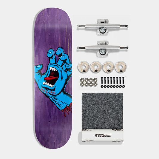 Santa Cruz Build at Home Complete - Screaming Hand with Ricta 8.375in x 32in - Purple