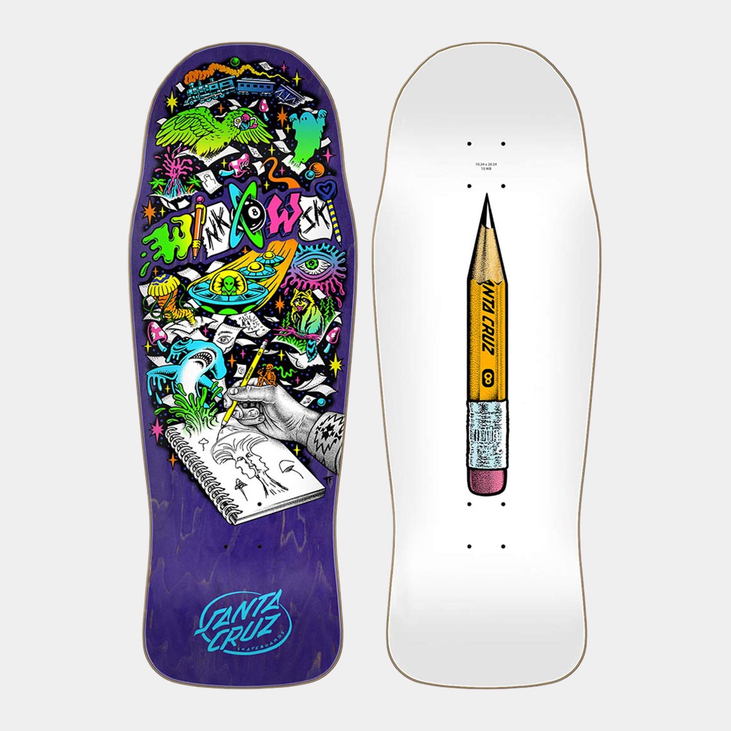 Winkowski Hand Drawn Sketch Pro Shaped Skateboard Deck 10.34&quot;