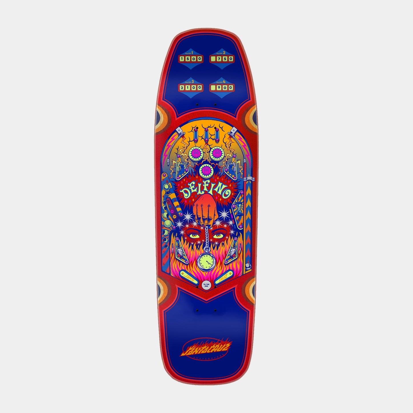 Santa Cruz Delfino Pinball Pro Skateboard Deck 31.50in x 9.14in Purple