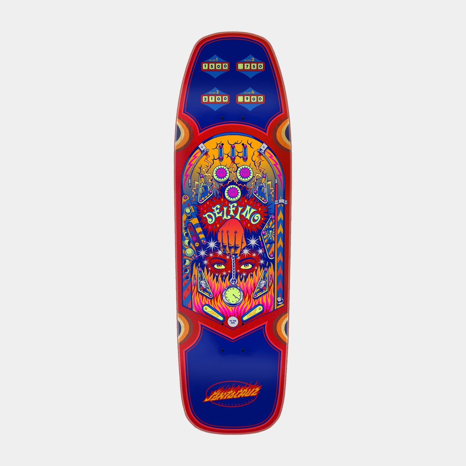 Santa Cruz Delfino Pinball Pro Skateboard Deck 31.50in x 9.14in Purple