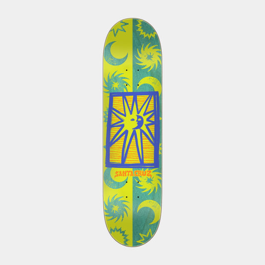 Santa Cruz Sun Stamp FeelBase Skateboard Deck 30.25in x 7.75in Green/Yellow