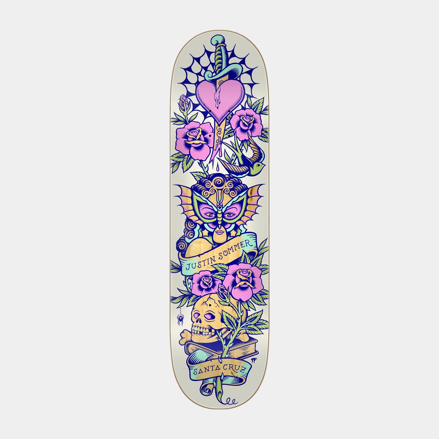 Santa Cruz Sommer Tattooed Skateboard Deck 31.8in x 8.25in Pink