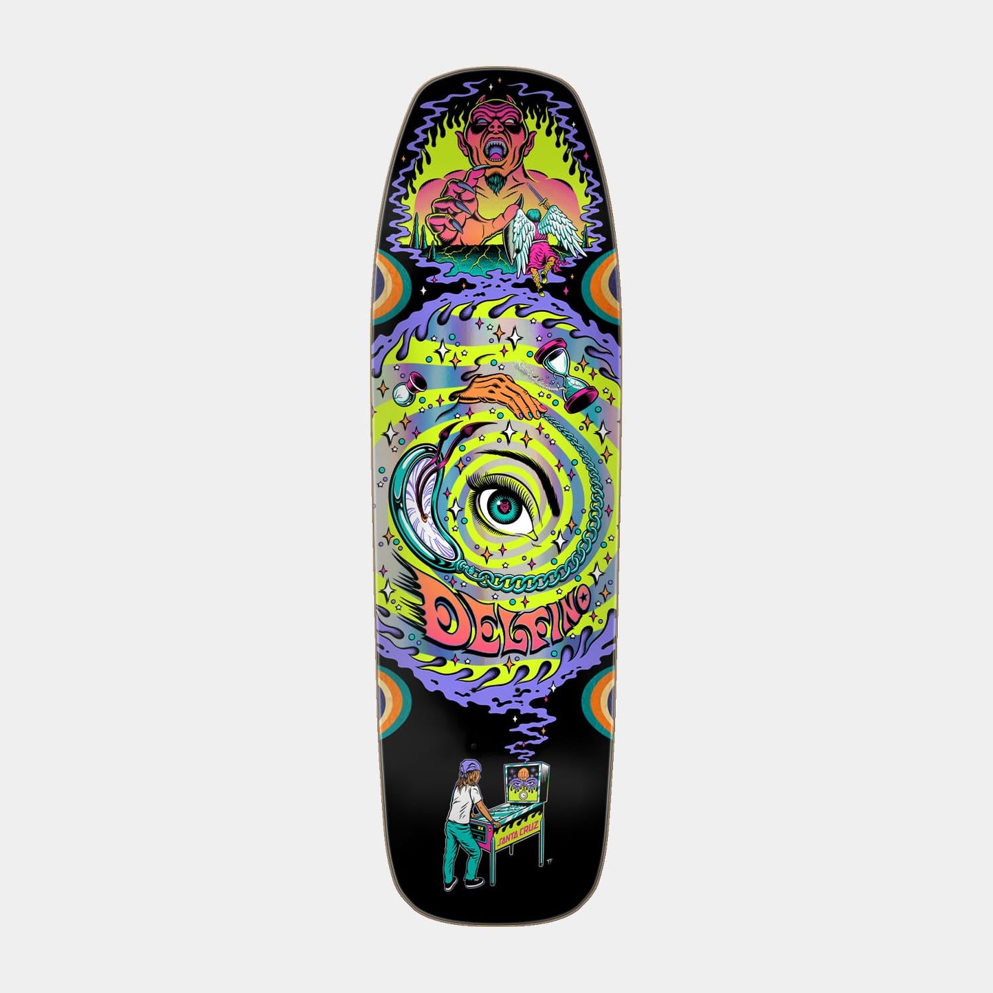 Santa Cruz | Delfino Pinball Vision Pro Skateboard Deck 9.14in x 31.50in