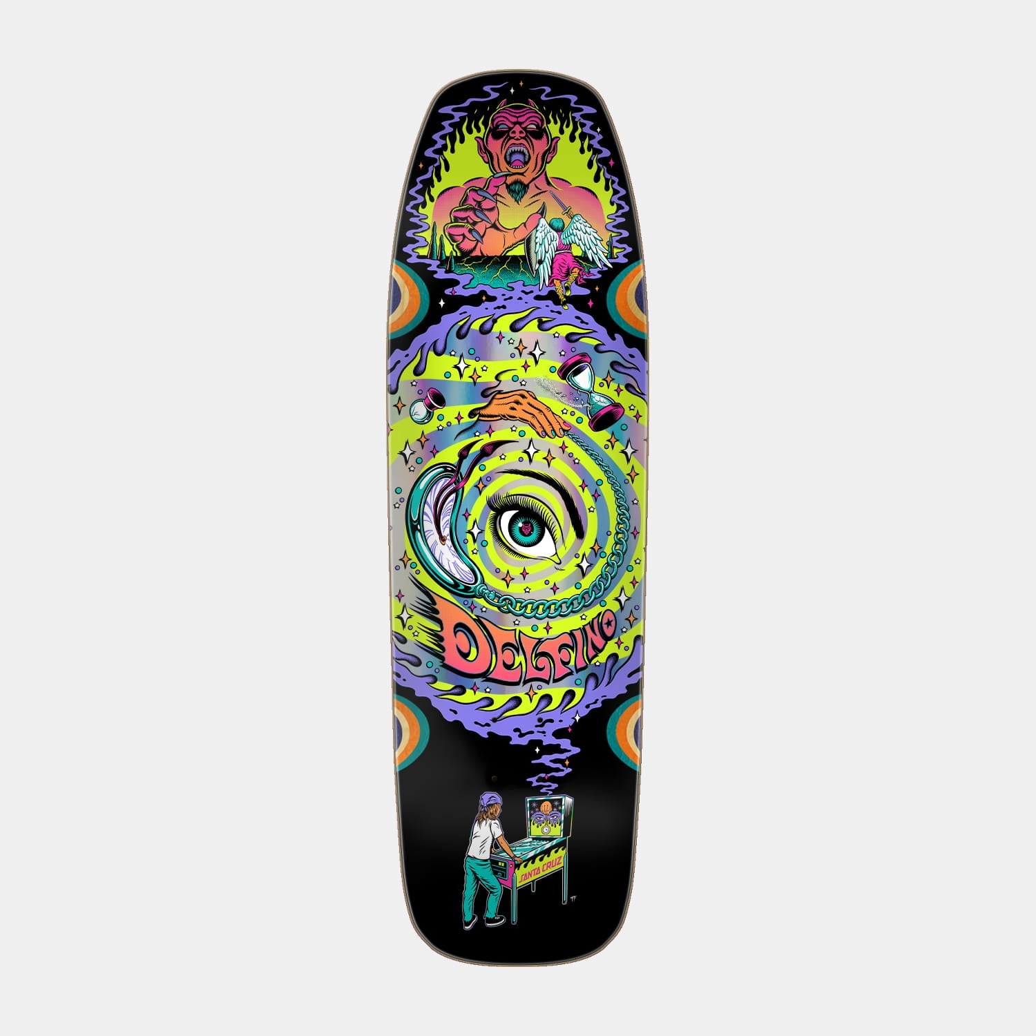 Santa Cruz | Delfino Pinball Vision Pro Skateboard Deck 9.14in x 31.50in