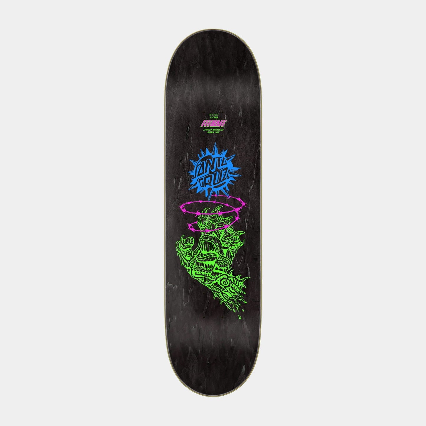 Santa Cruz Scourge Hand FeelBase Skateboard Deck 8in x 30.5in Multi