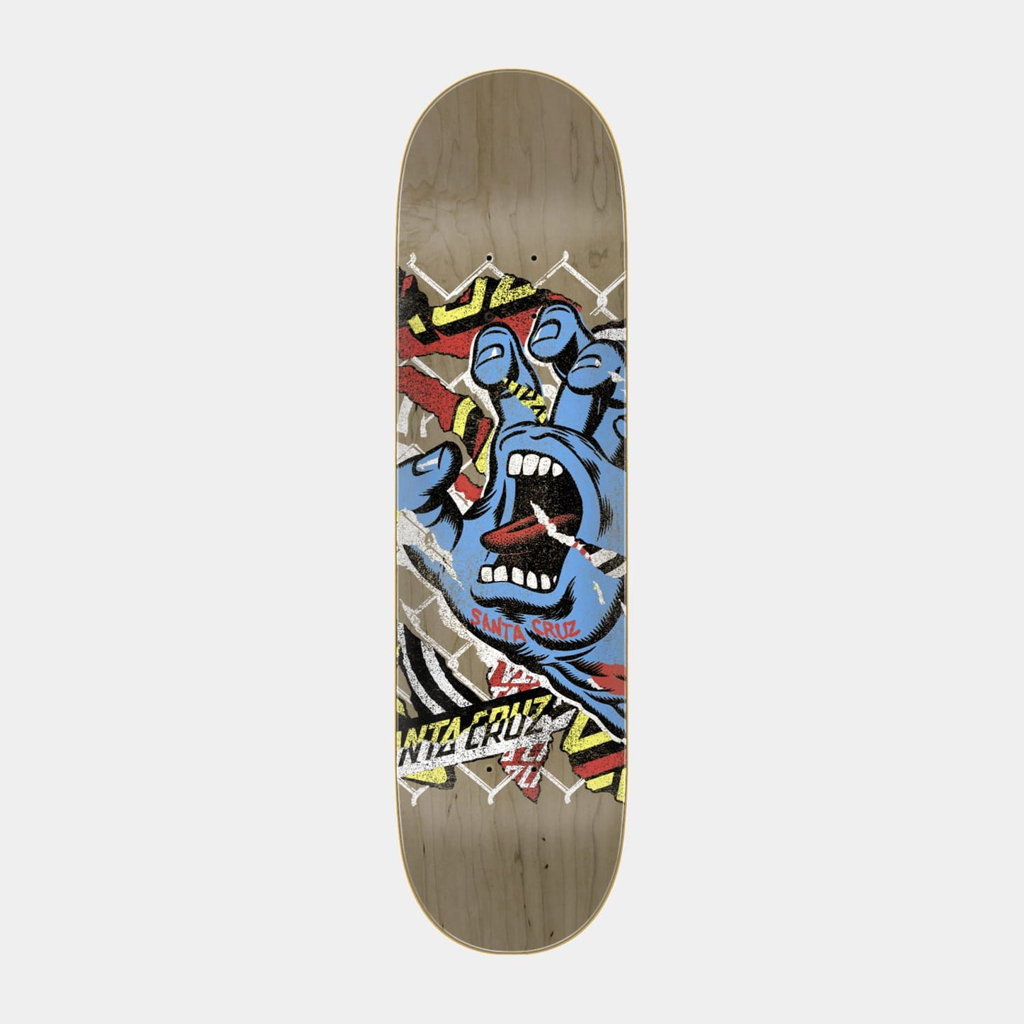 Santa Cruz Damaged Hand 7 Ply Birch Skateboard Deck 8.25in x 31.8in Multi