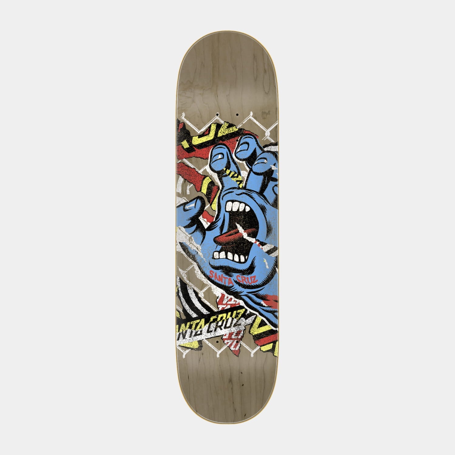 Santa Cruz Damaged Hand 7 Ply Birch Skateboard Deck 8.25in x 31.8in Multi