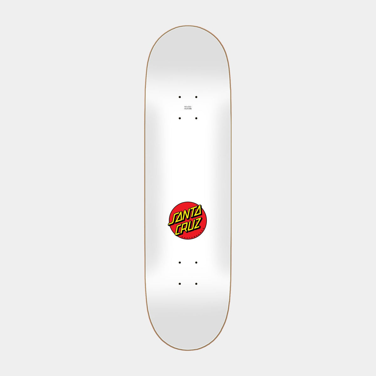 Santa Cruz Skateboards | Classic Dot Skateboard Deck 8.5in x 32.2in White