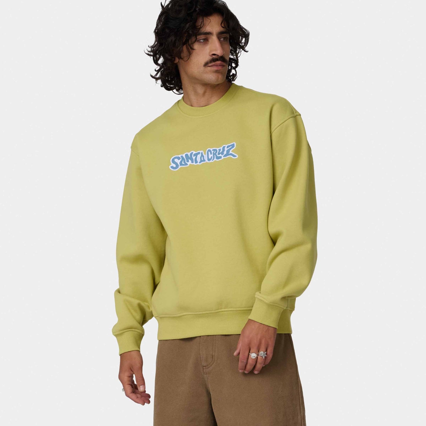 Santa Cruz Patch Strip Crew Faded Khaki