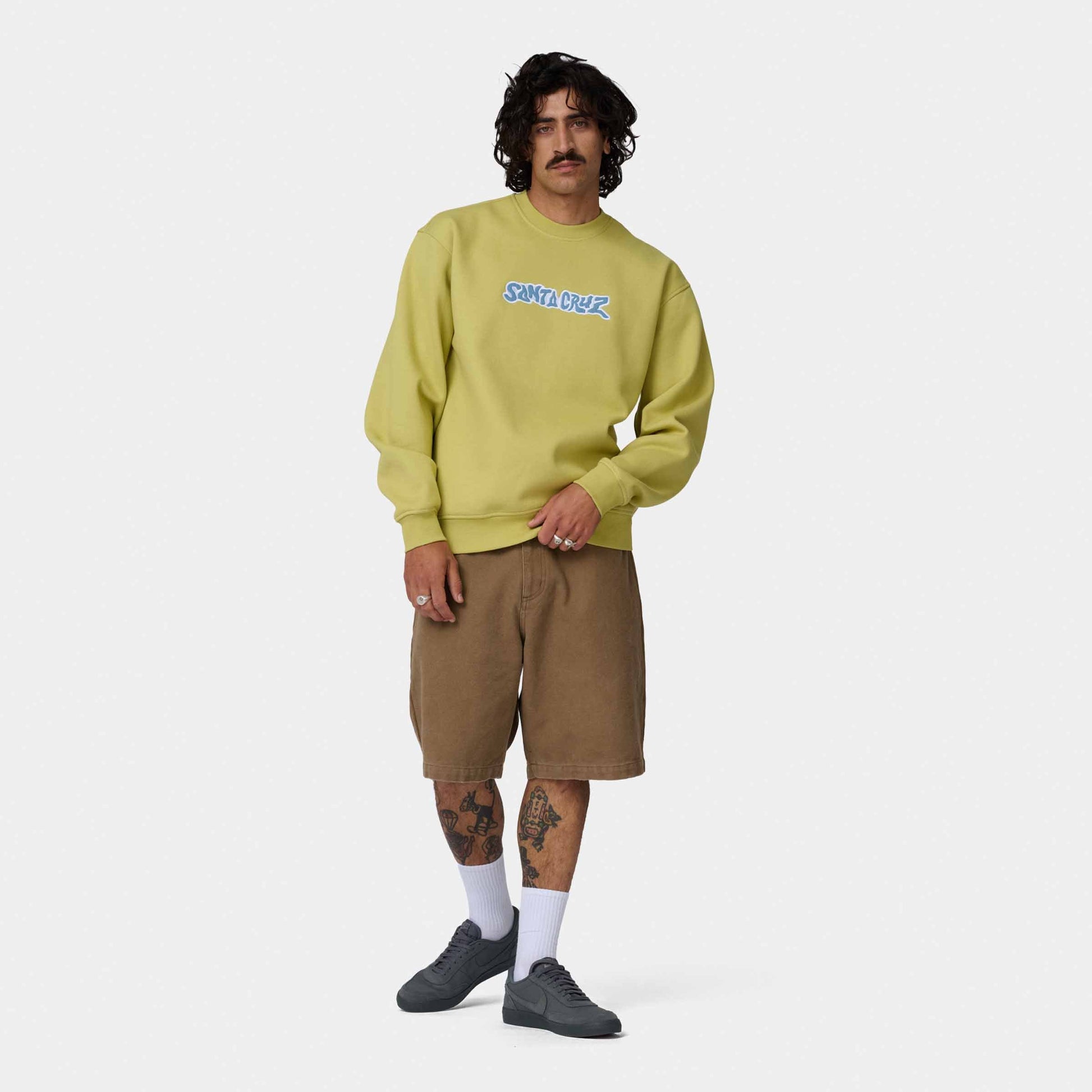 Santa Cruz Patch Strip Crew Faded Khaki