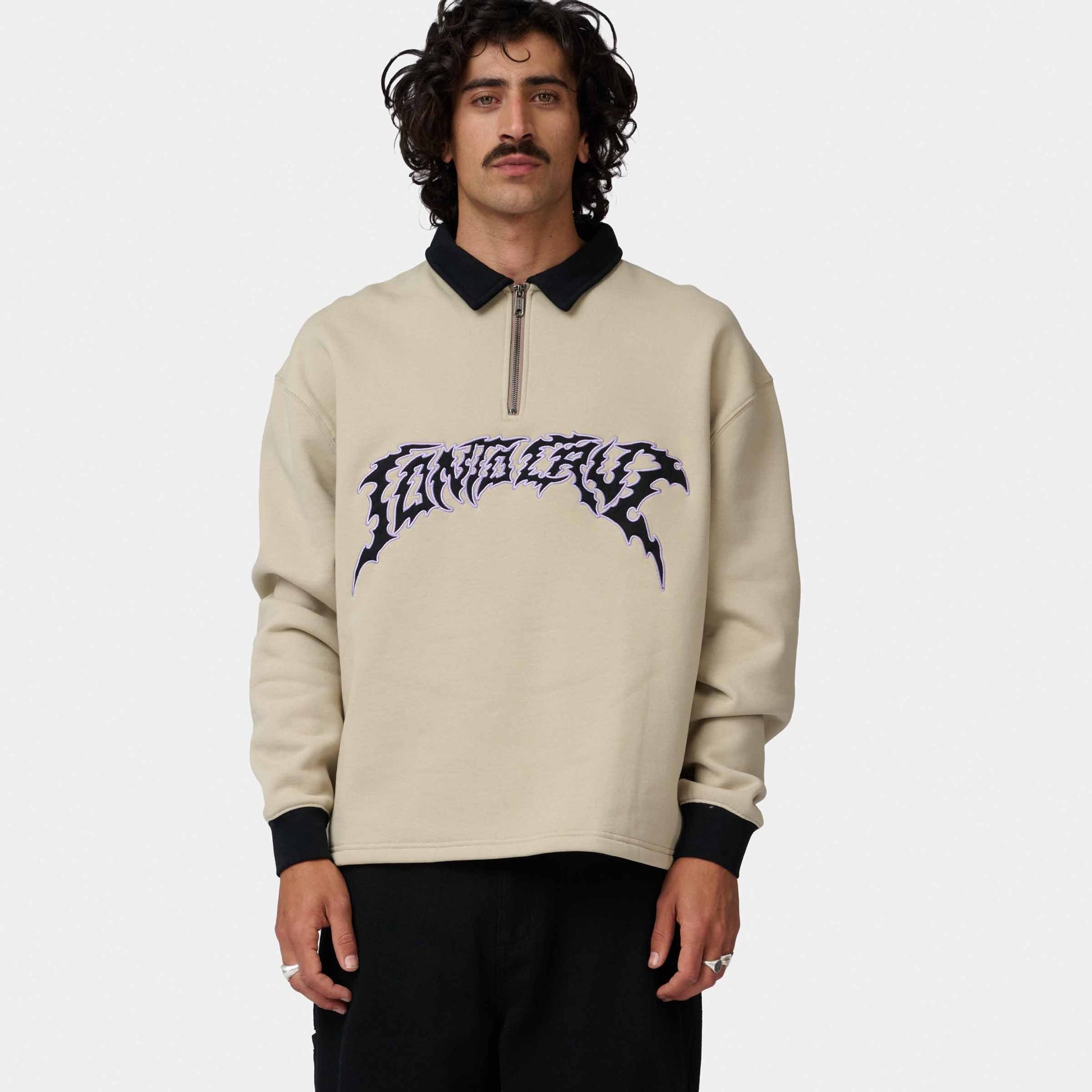 Santa Cruz Out Of Time Strip 1 4 Zip Crew Stone Grey