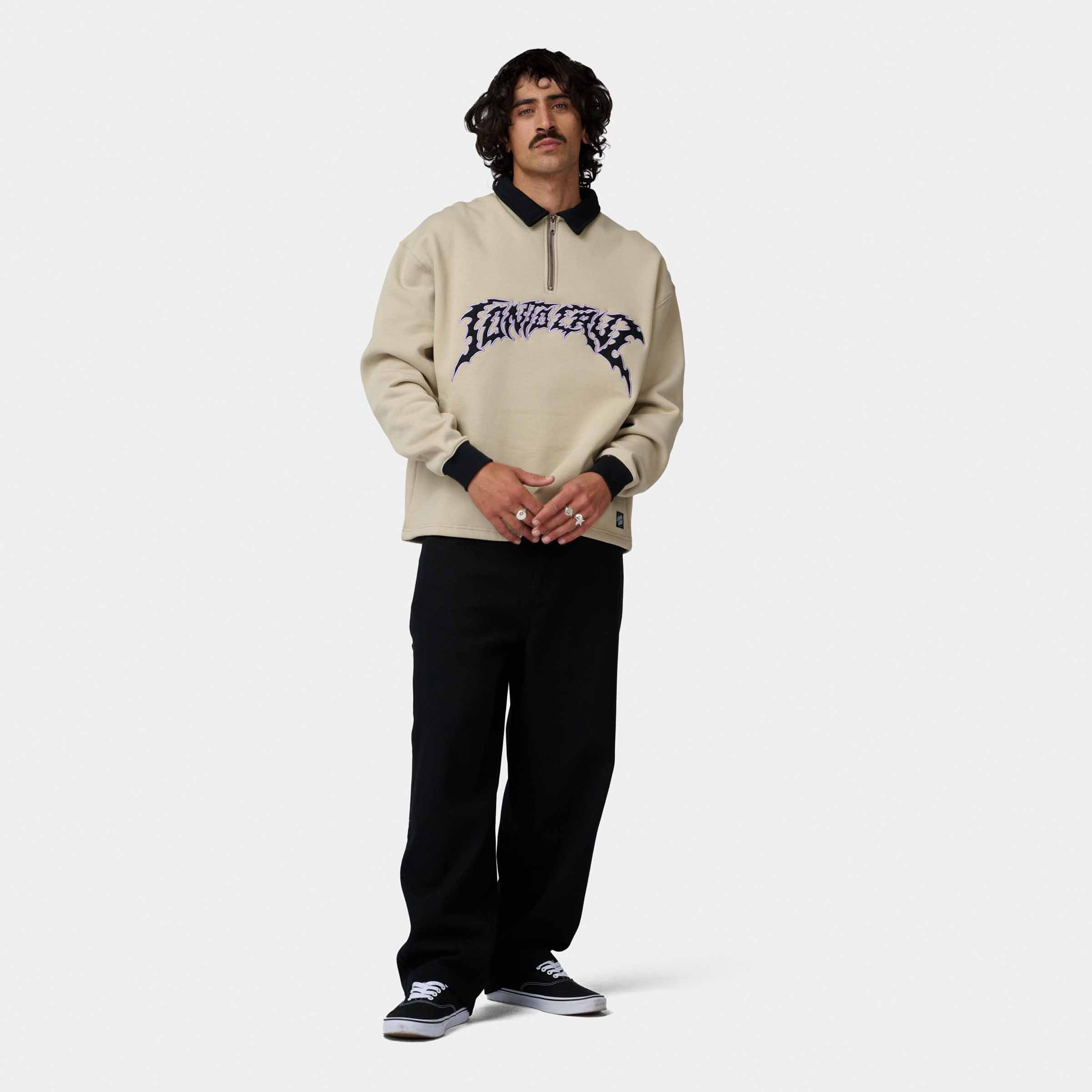 Santa Cruz | Out Of Time Strip 1/4 Zip Crew - Stone Grey – Santa