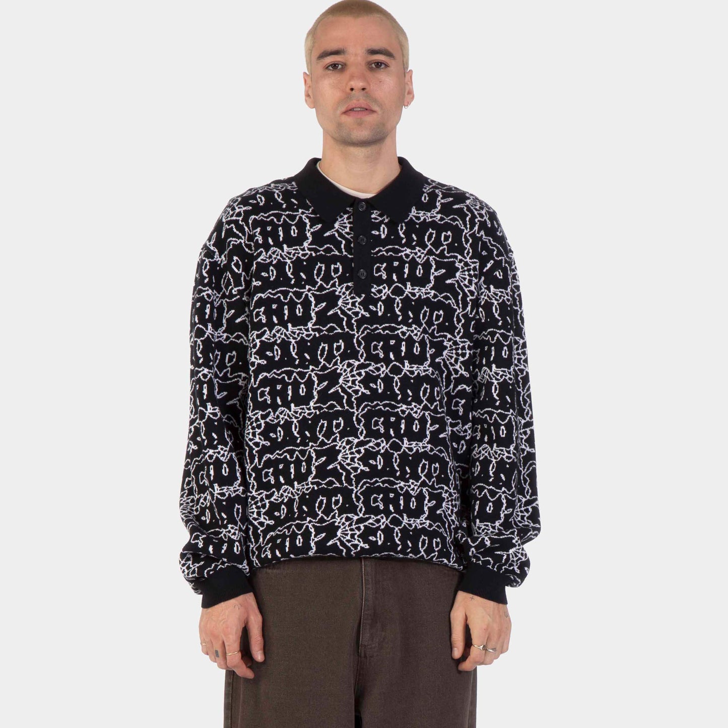 Santa Cruz | Donnie Knit Polo Black Web