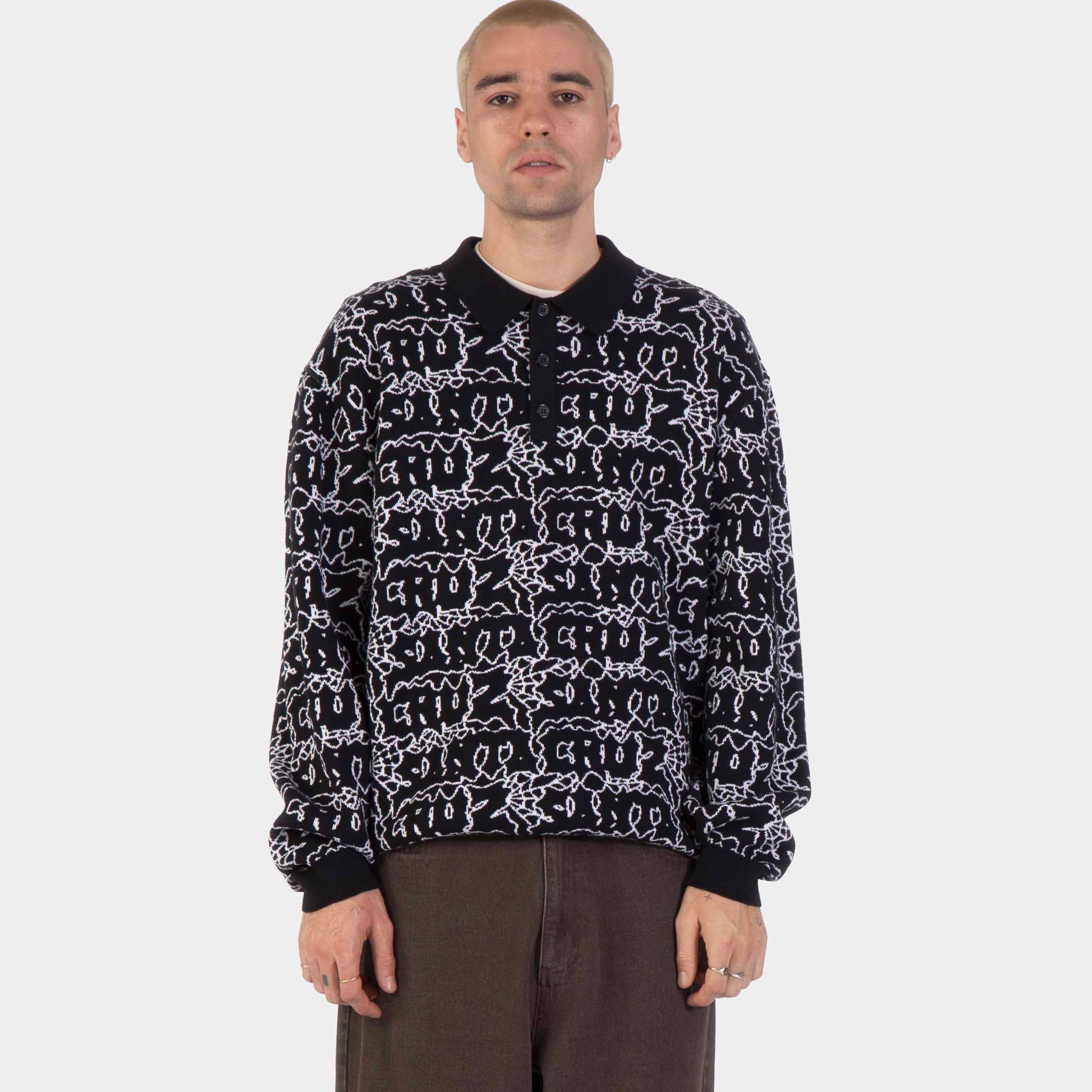 Santa Cruz | Donnie Knit Polo Black Web