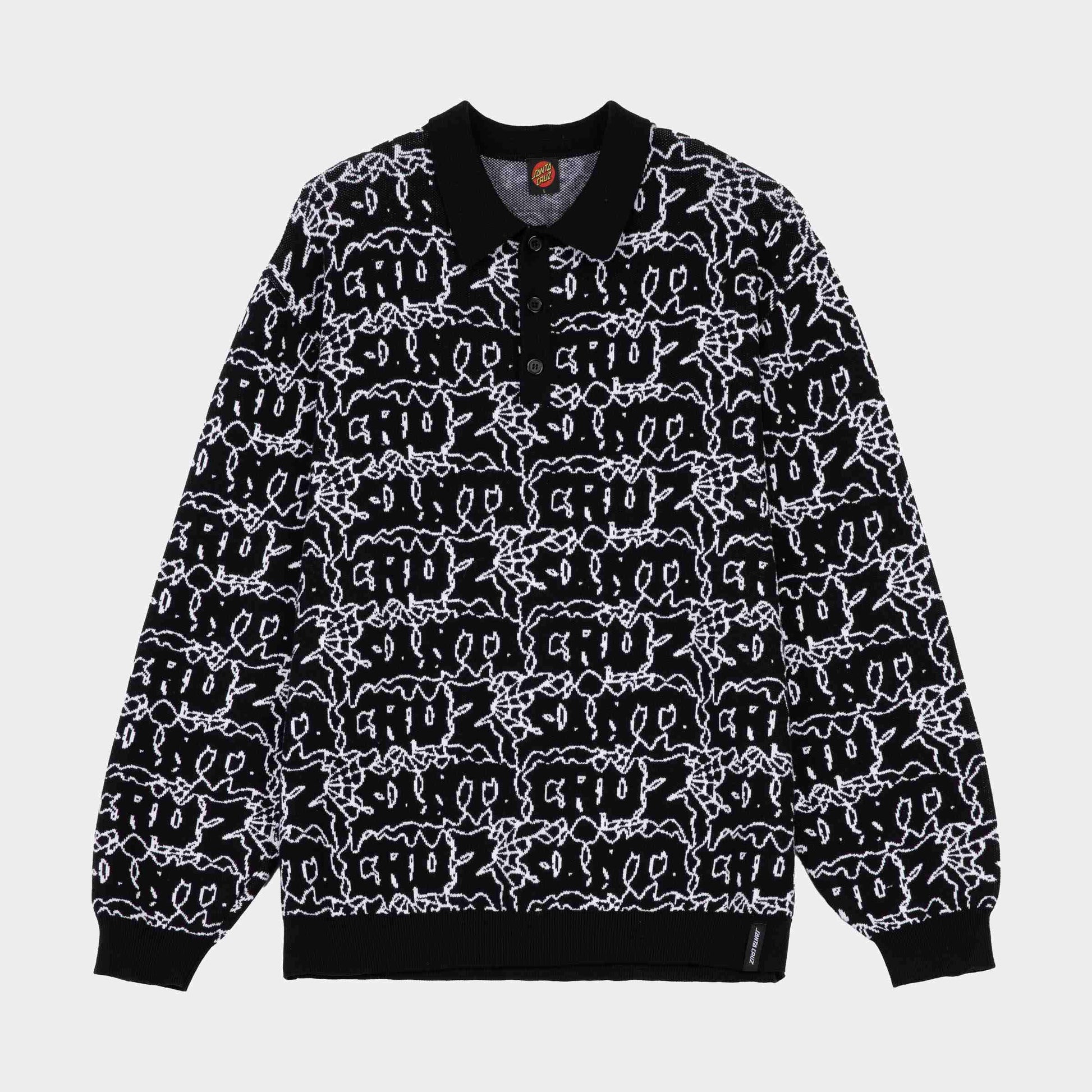 Santa Cruz | Donnie Knit Polo Black Web