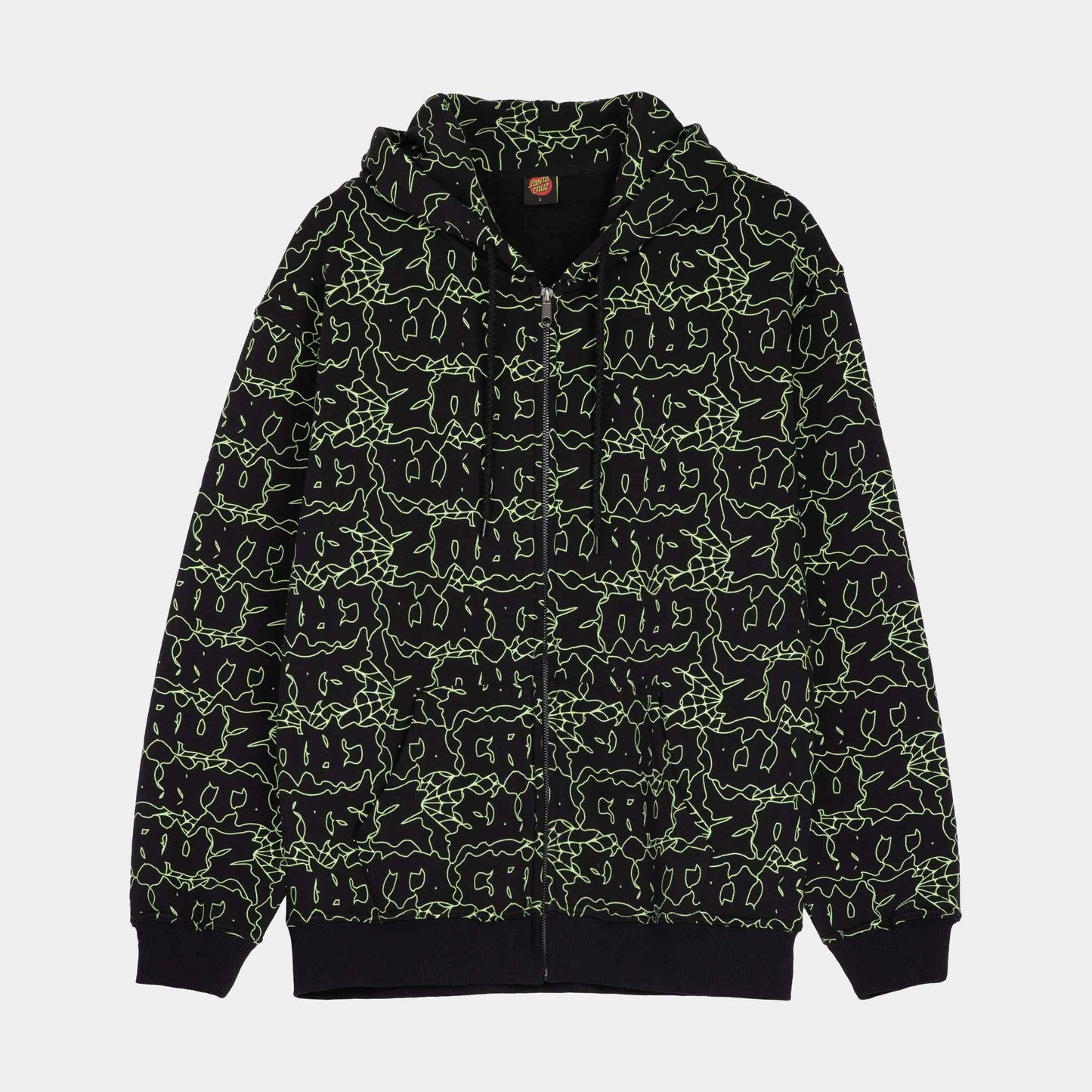 Santa Cruz | Punk Web Zip Hoodie Black Green Web