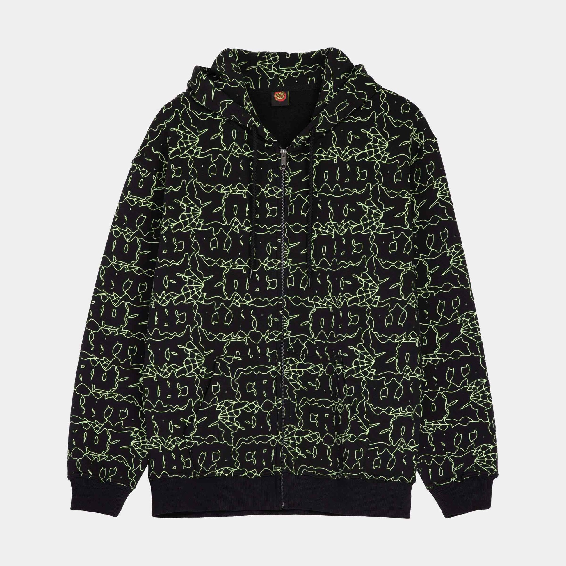 Santa Cruz | Punk Web Zip Hoodie Black Green Web