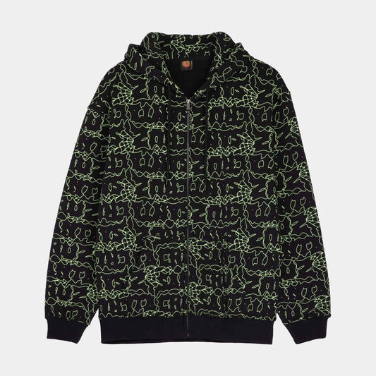 Santa Cruz | Punk Web Zip Hoodie Black Green Web