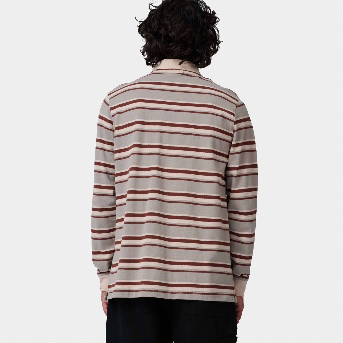 Santa Cruz Cera Long Sleeve Polo Stone Grey Coffee