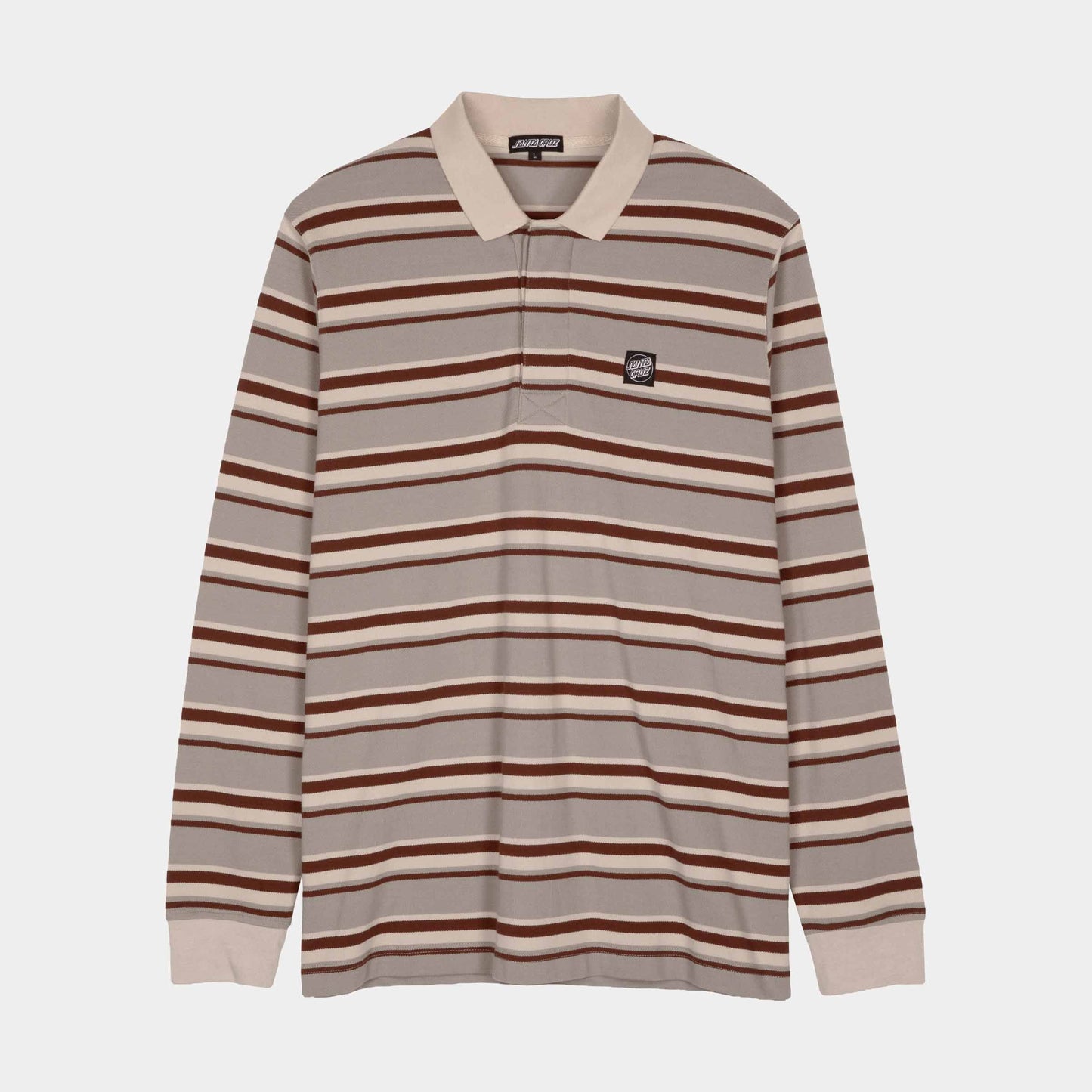 Santa Cruz Cera Long Sleeve Polo Stone Grey Coffee