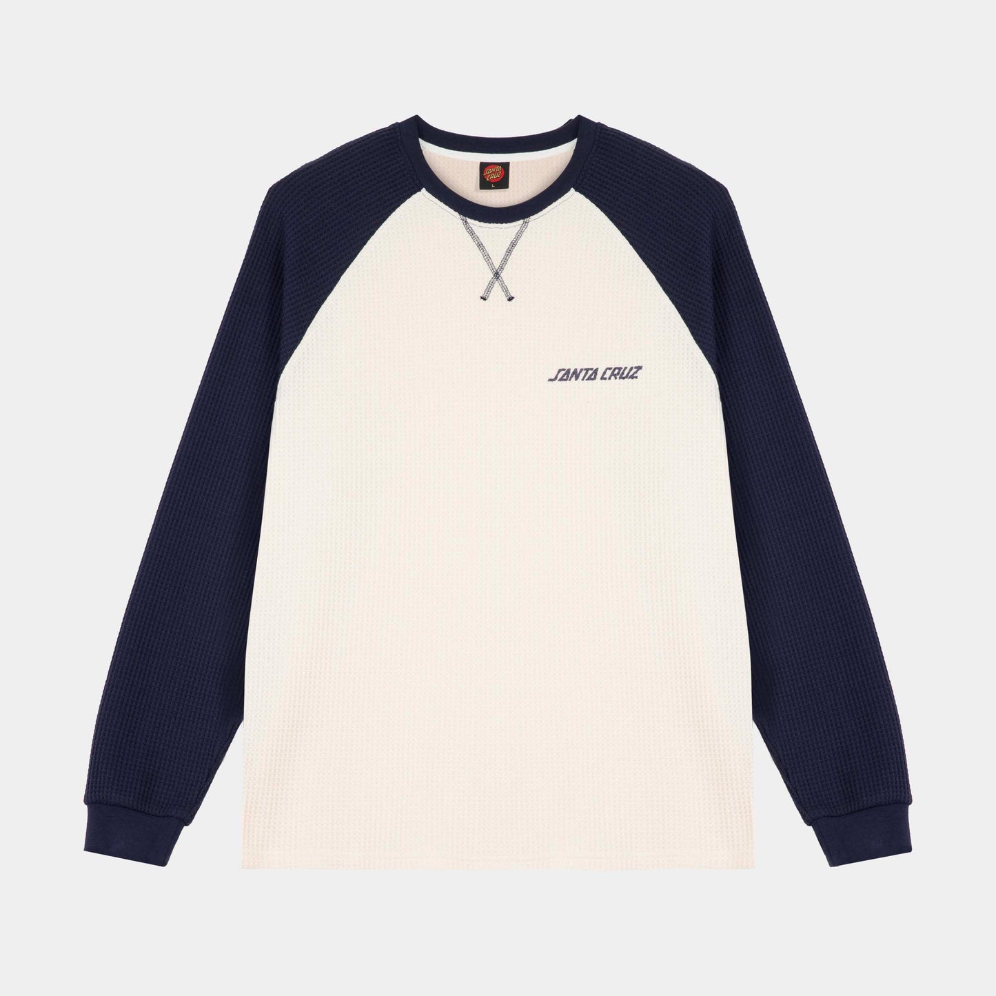 Santa Cruz | Classic Strip Raglan Long Sleeve T Shirt Wax Paper Midnight Blue