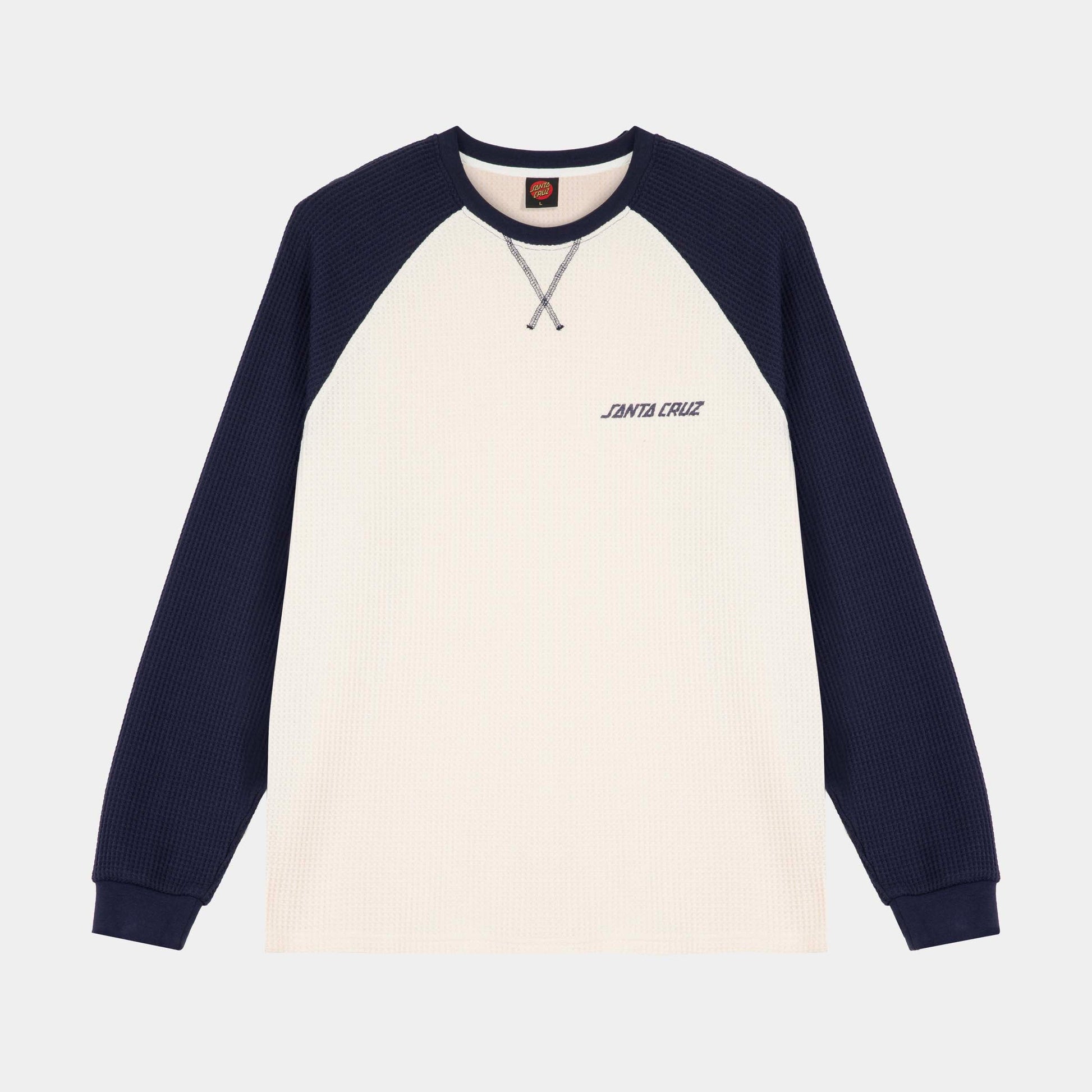 Santa Cruz | Classic Strip Raglan Long Sleeve T Shirt Wax Paper Midnight Blue