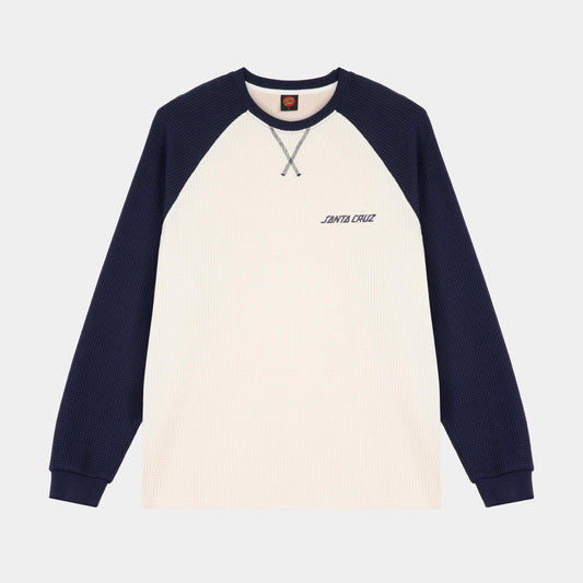 Santa Cruz | Classic Strip Raglan Long Sleeve T Shirt Wax Paper Midnight Blue