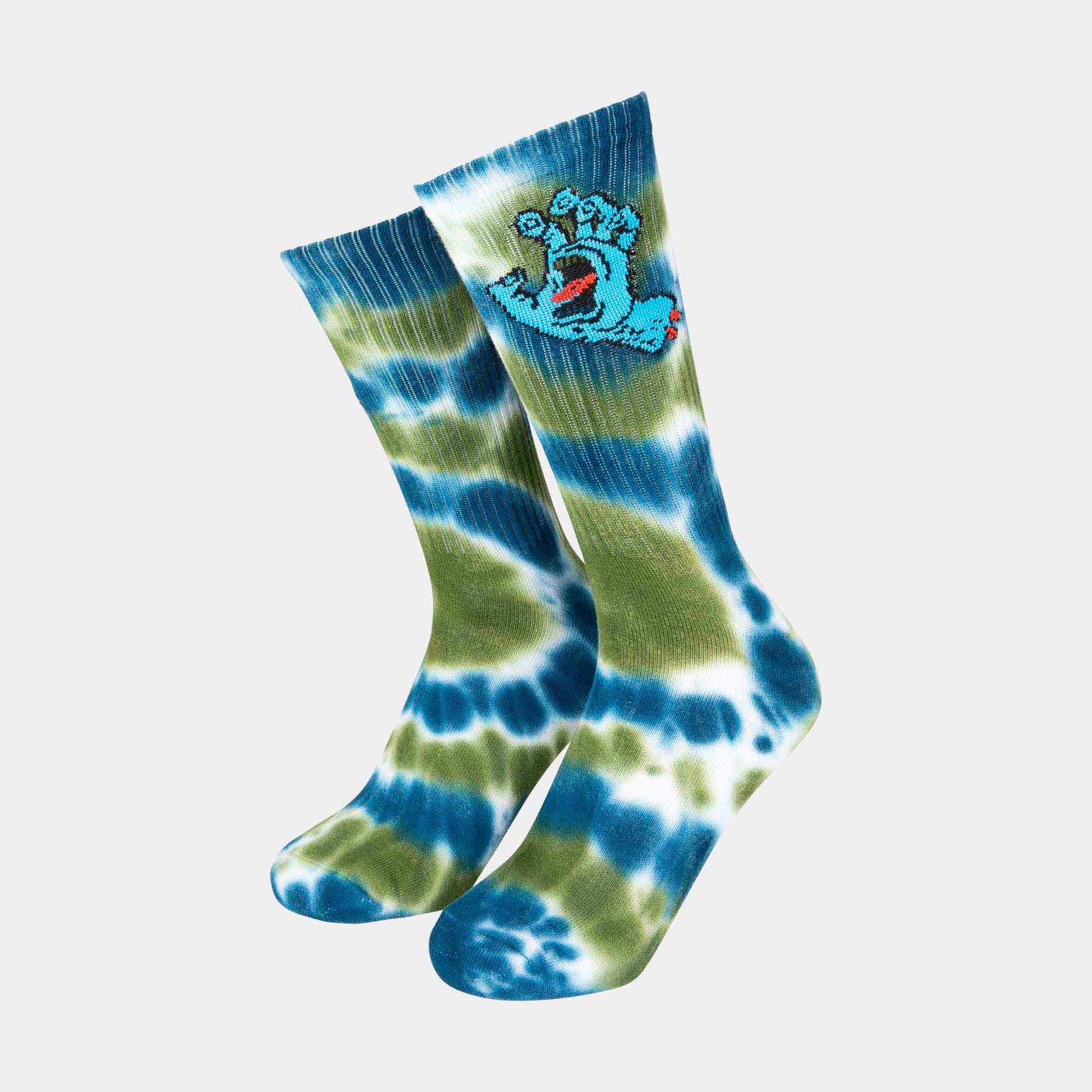 Santa Cruz Skateboards | Screaming Hand Tie Dye Socks Teal Tie Dye