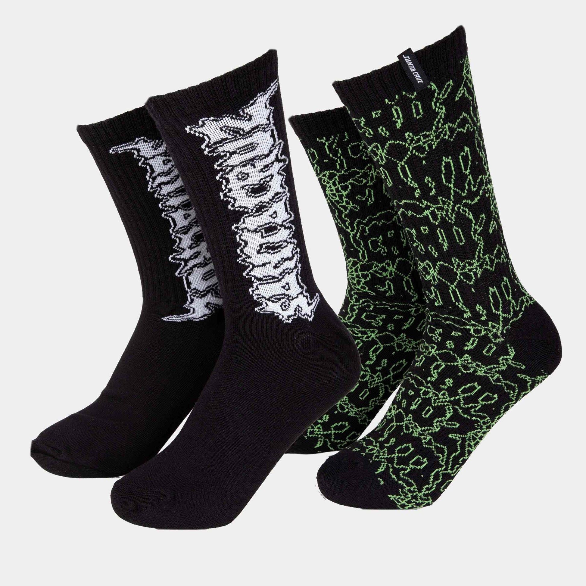 Santa Cruz | Punk Web Socks 2 Pack Black Green Web
