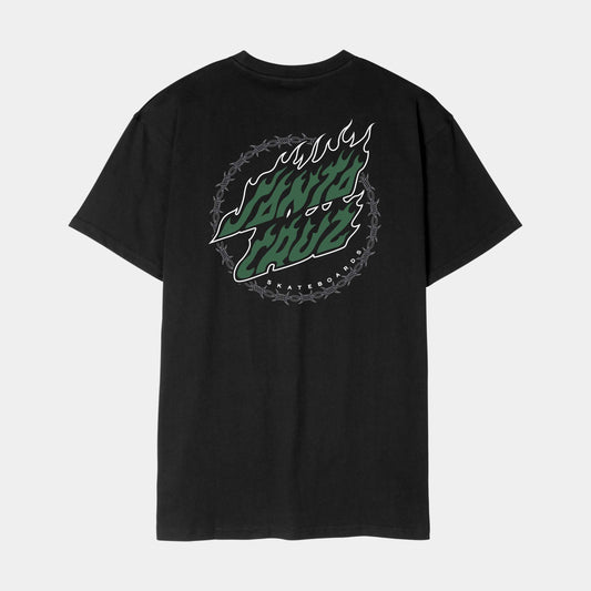 Santa Cruz Wired Flame Dot Chest T Shirt Black