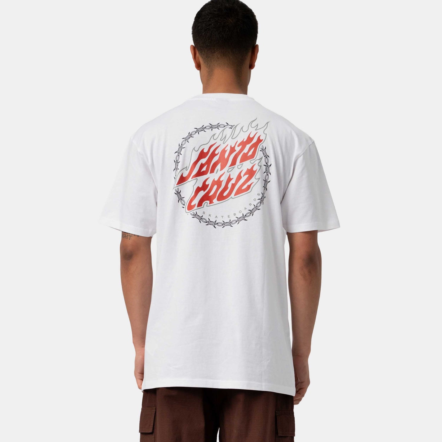 Santa Cruz Wired Flame Dot Chest T Shirt White