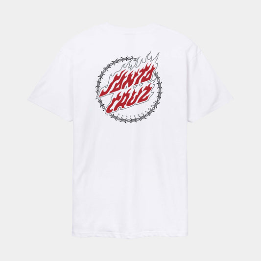 Santa Cruz Wired Flame Dot Chest T Shirt White