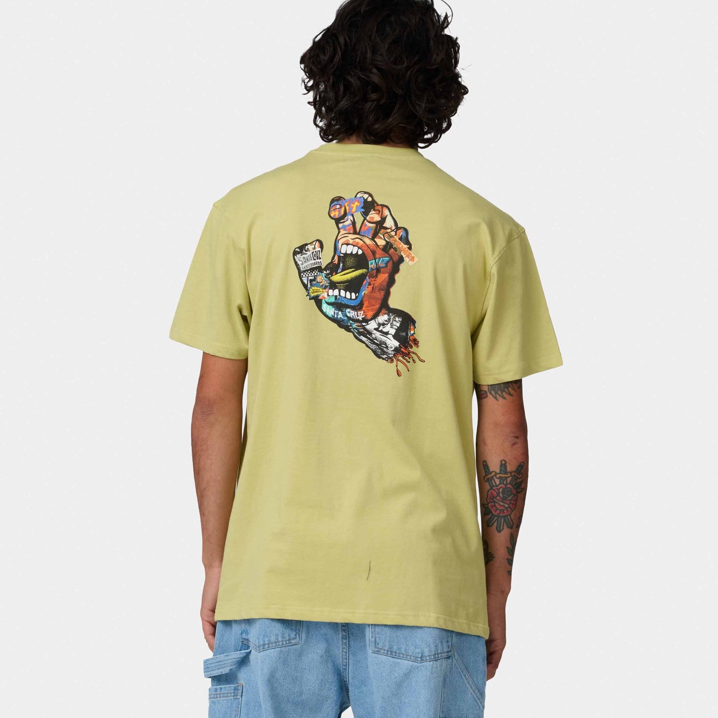 Santa Cruz Collage Hand T Shirt Faded Khaki