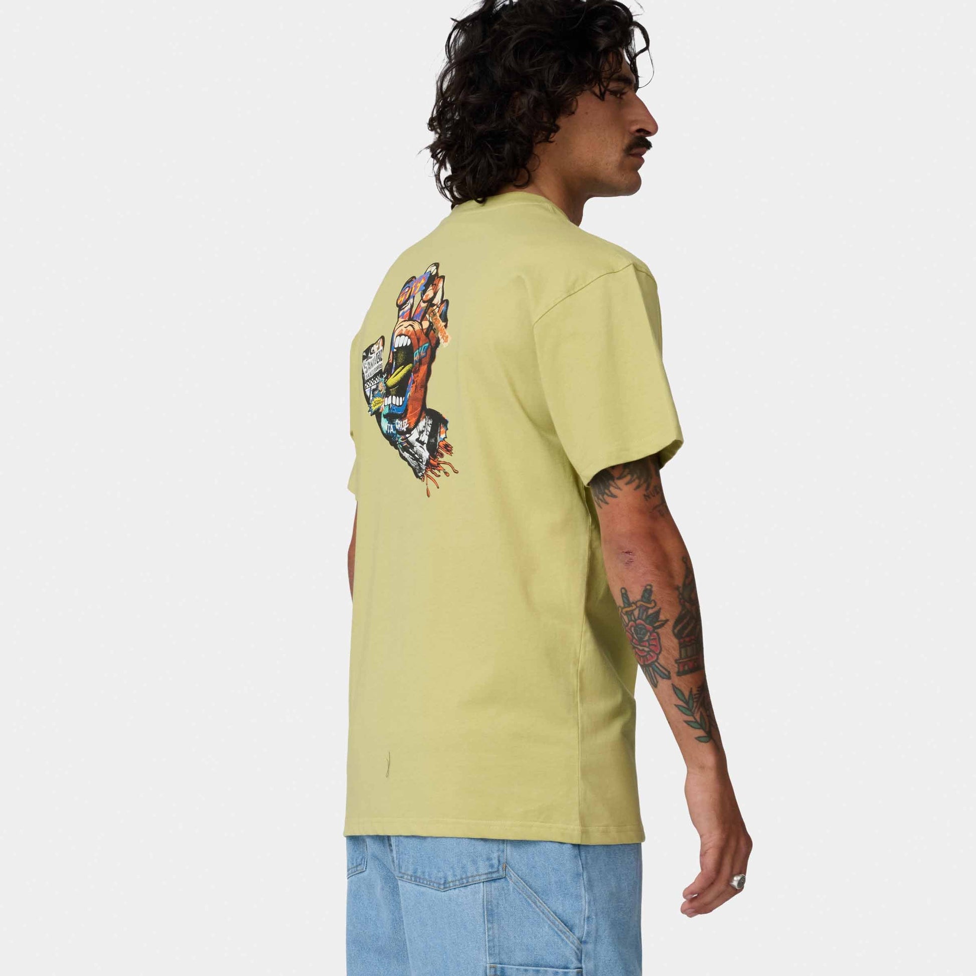 Santa Cruz Collage Hand T Shirt Faded Khaki