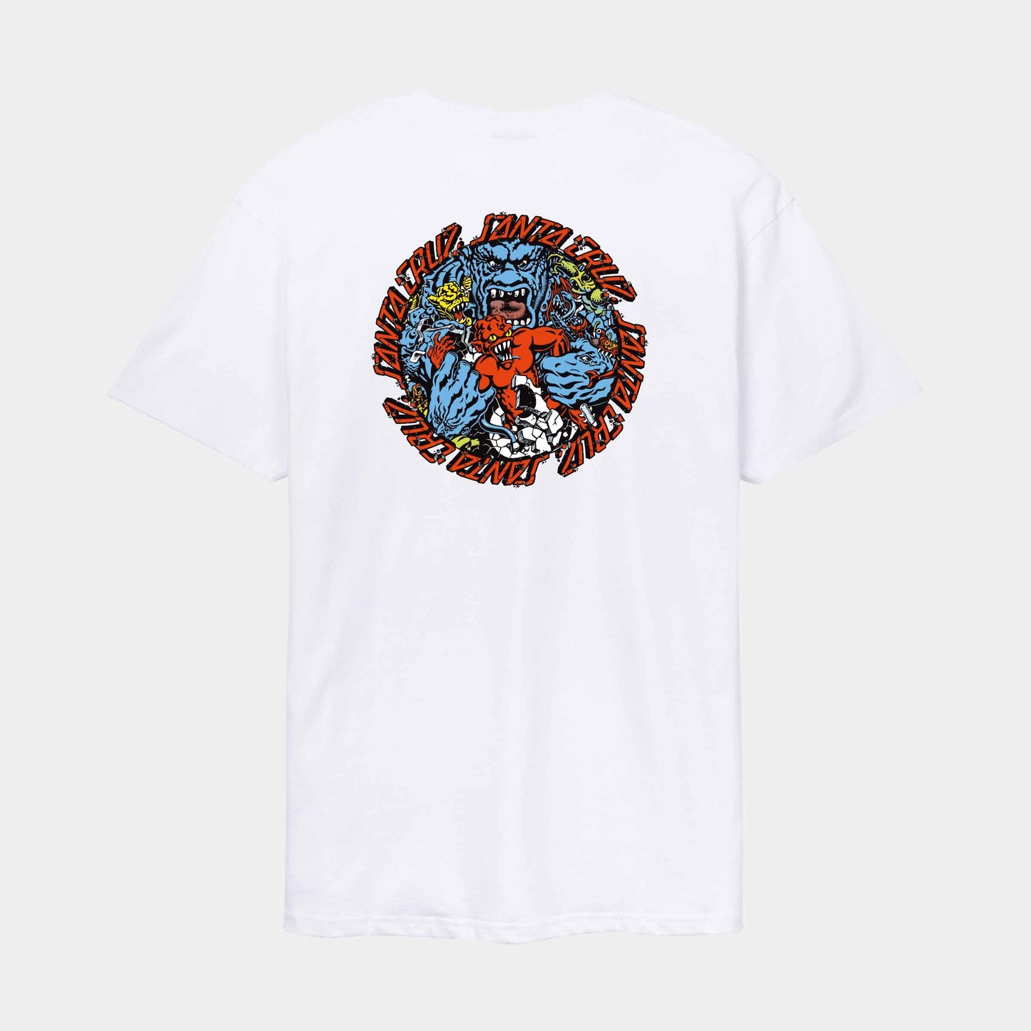 Santa Cruz Roskopp Monster Strip T Shirt White