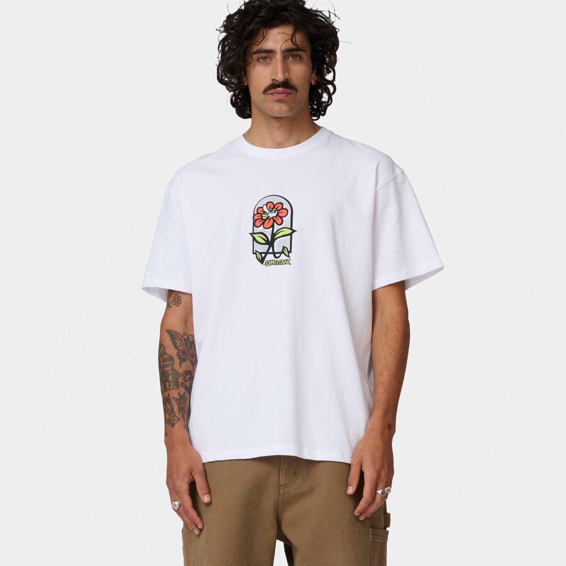 Santa Cruz Delfino Flower Guy T Shirt White