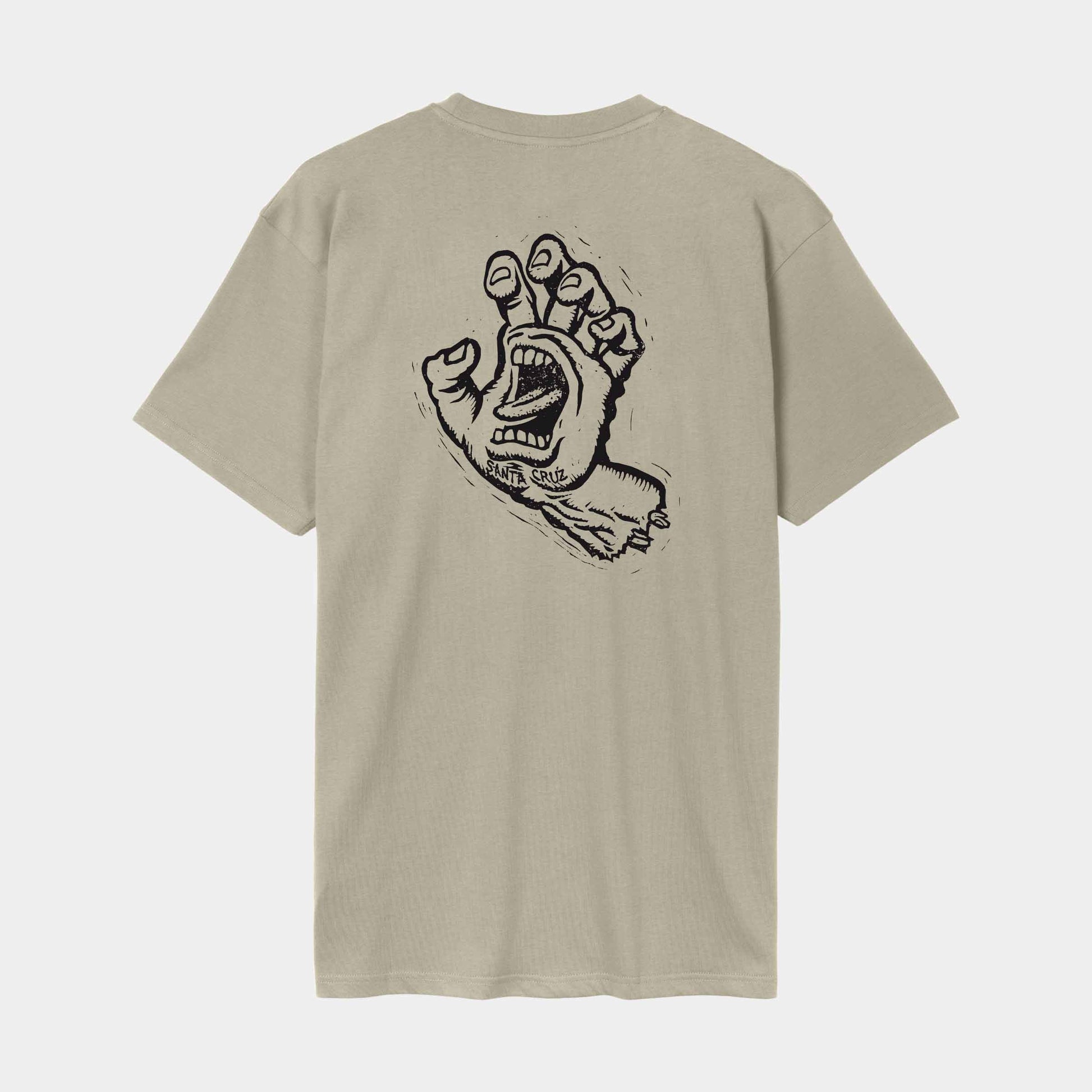 Santa Cruz Stamped Screaming Hand T Shirt Stone Grey
