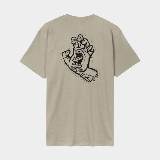 Santa Cruz Stamped Screaming Hand T Shirt Stone Grey