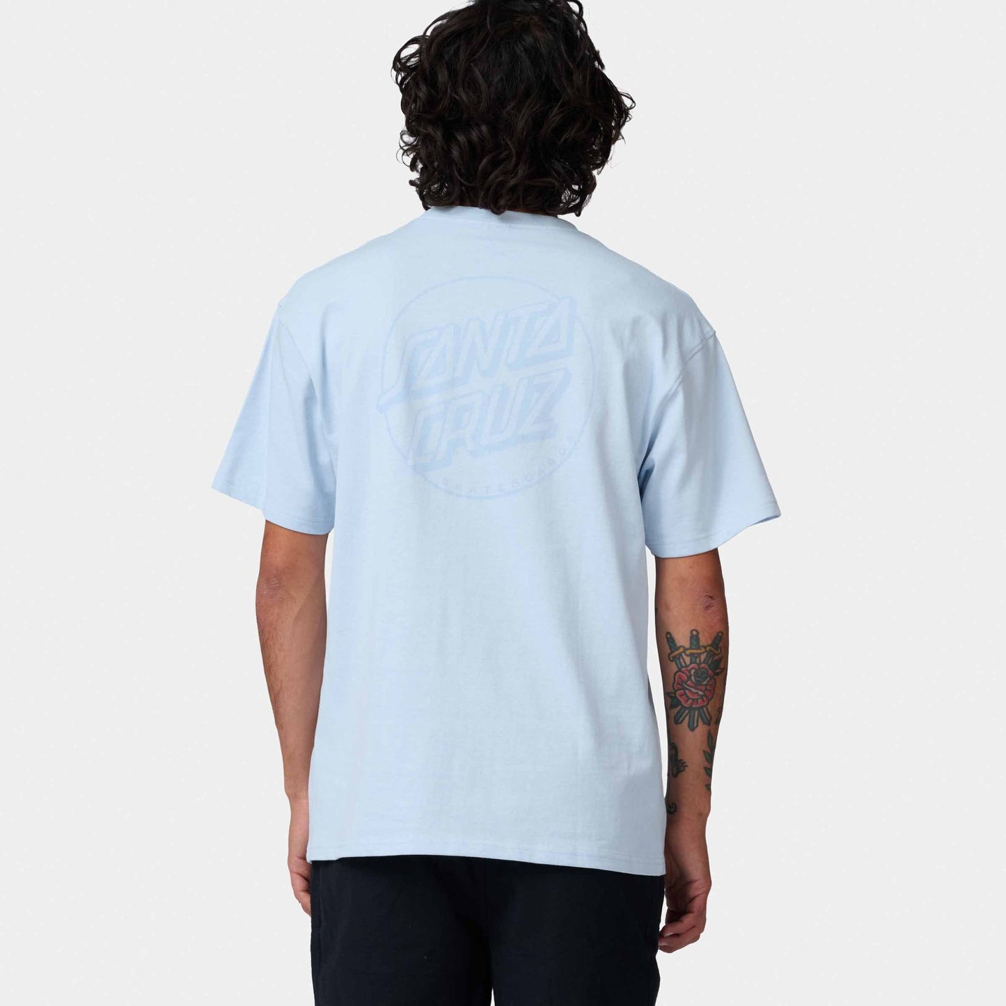 Santa Cruz Tonal Opus Dot Stripe T Shirt Fresh Blue