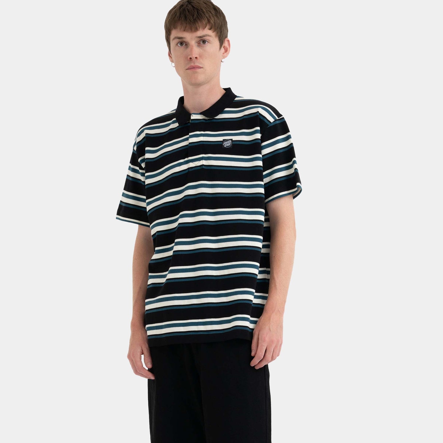 Santa Cruz Skateboards | Cera Short Sleeve Polo Shirt Black Dark Teal