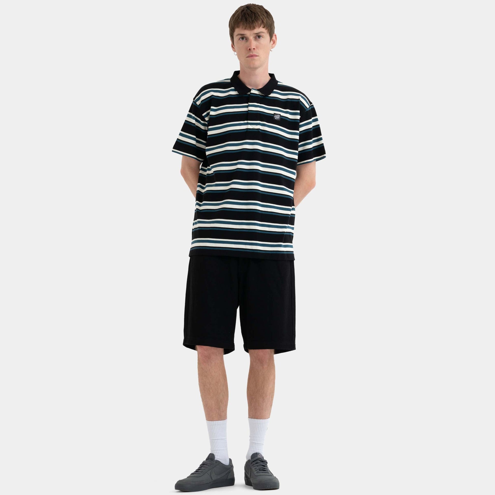 Santa Cruz Skateboards | Cera Short Sleeve Polo Shirt Black Dark Teal