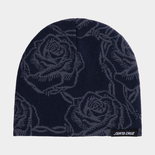 Santa Cruz | Strip Skull Beanie Navy Roses