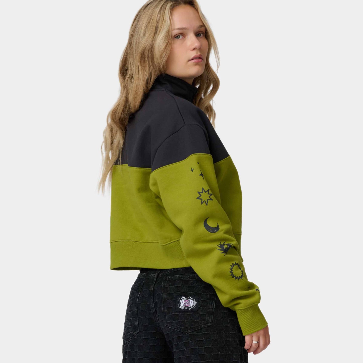 Santa Cruz Split Sun Quarter Crew Black Wash Pesto