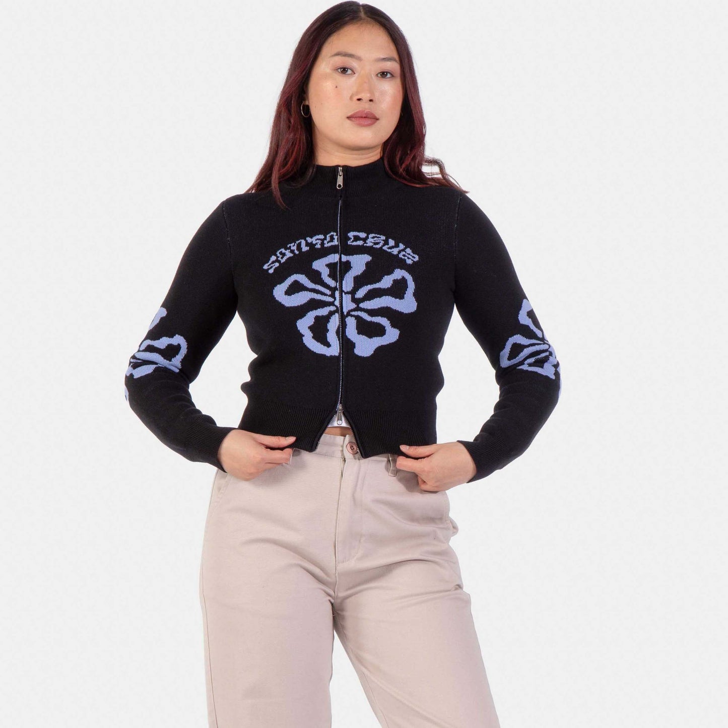 Santa Cruz | Flower Knit Track Top Black Wash