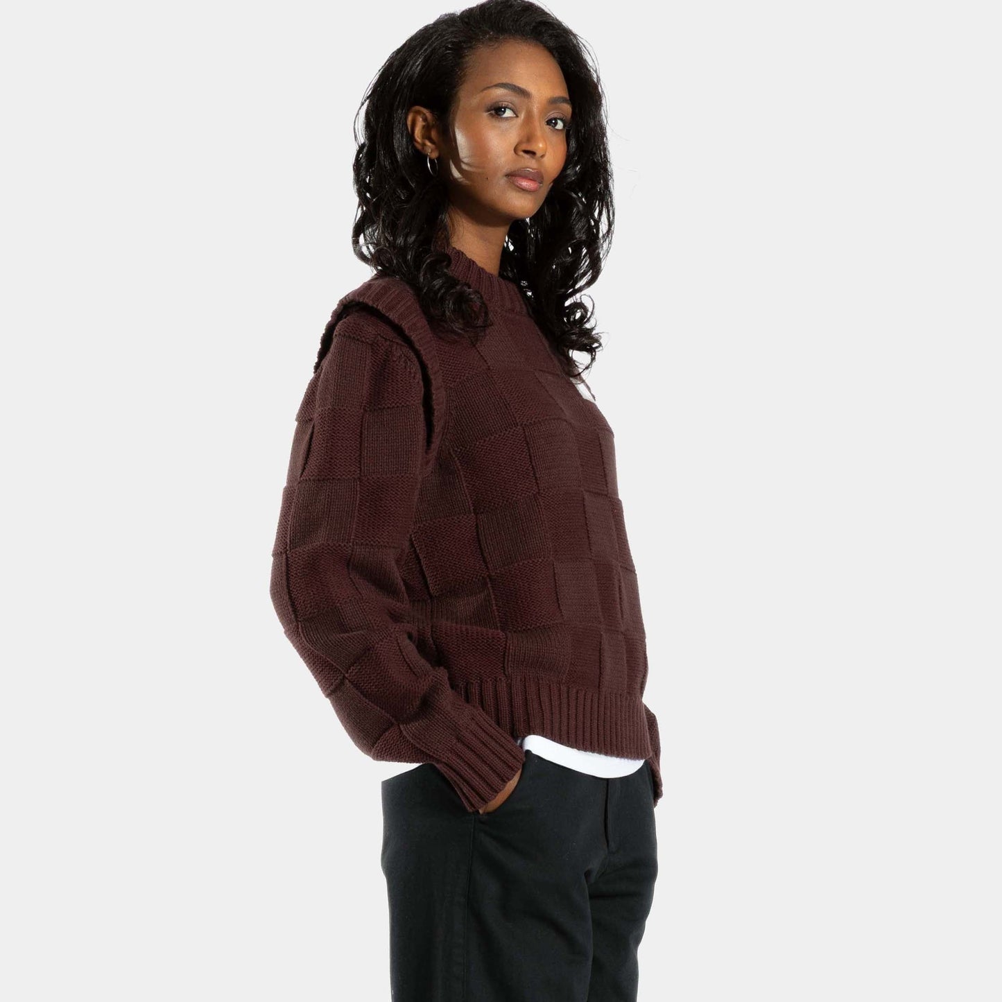 Santa Cruz | Check 2 In 1 Knit Crew Cocoa Powder